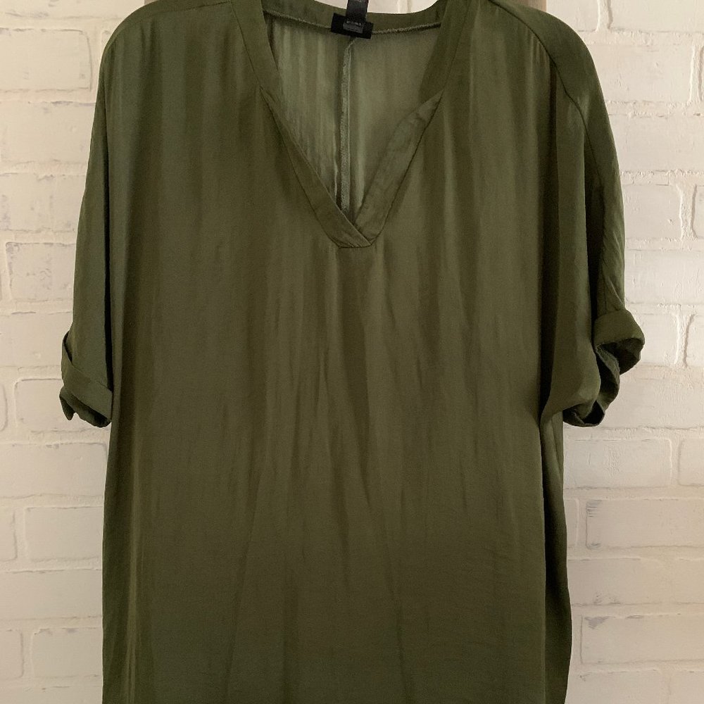 Silky Army Green Blouse